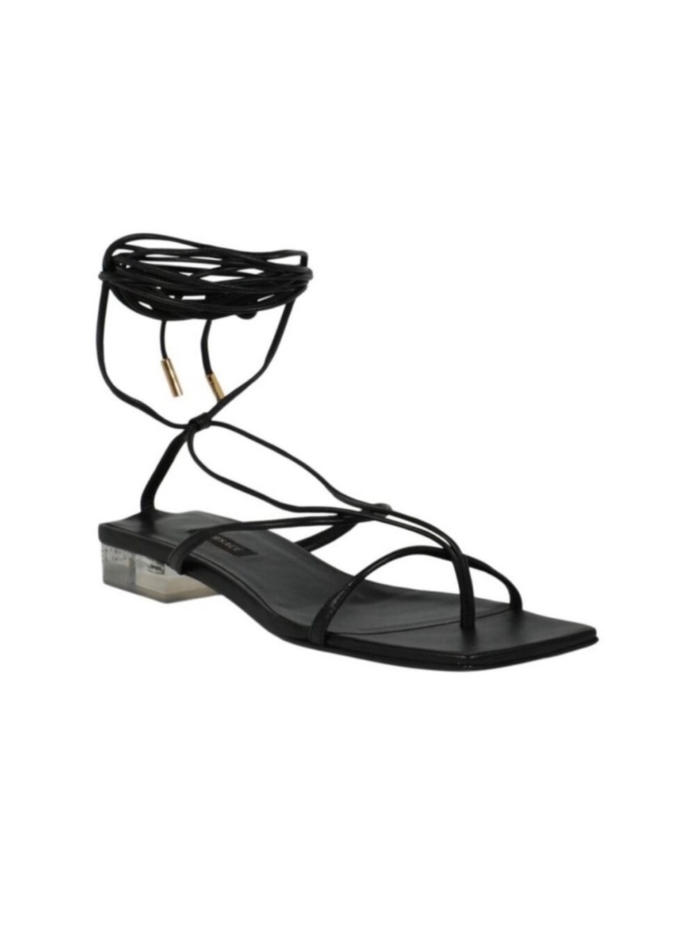 Versace - Black Strappy Square-Toe Sandal